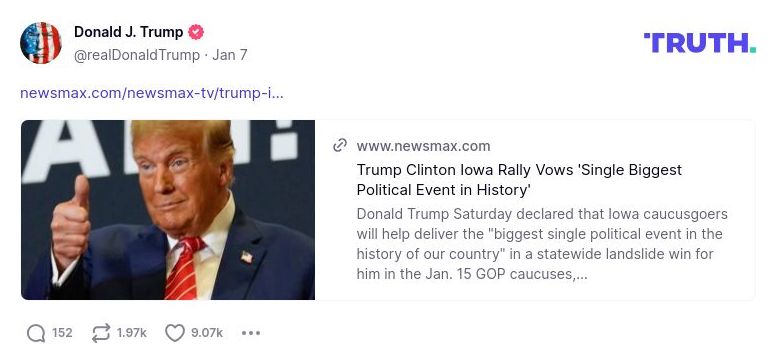 Post image from Donald Trump