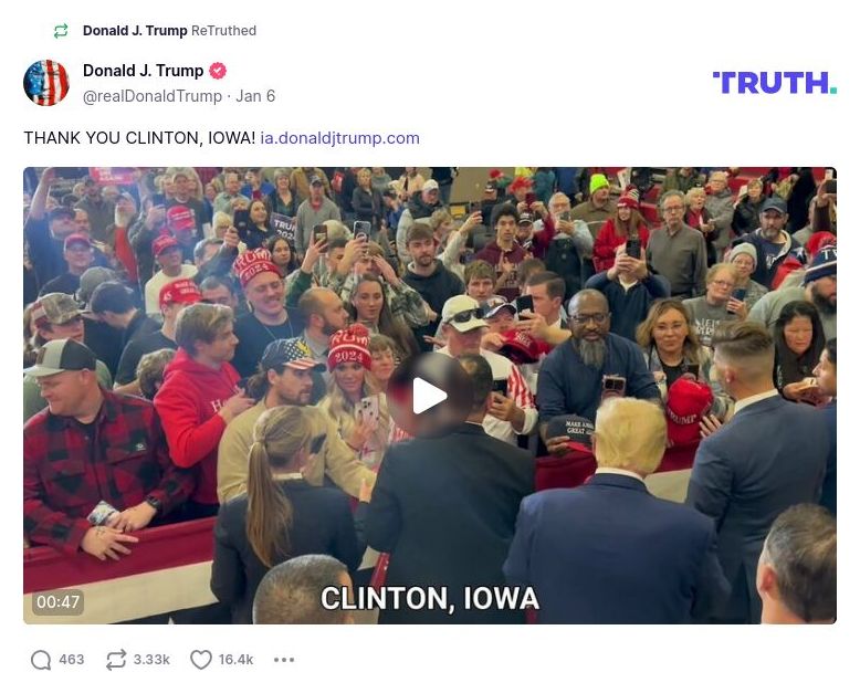 Post image from Donald Trump