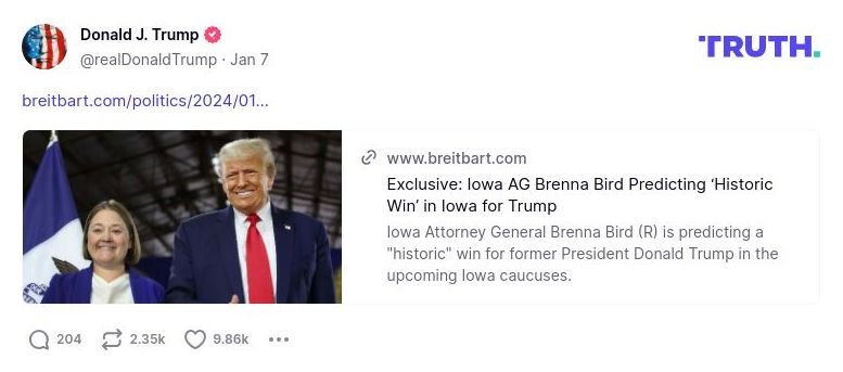 Post image from Donald Trump