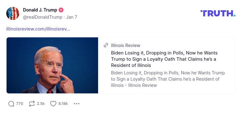 Post image from Donald Trump