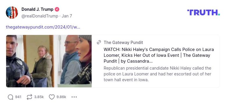 Post image from Donald Trump