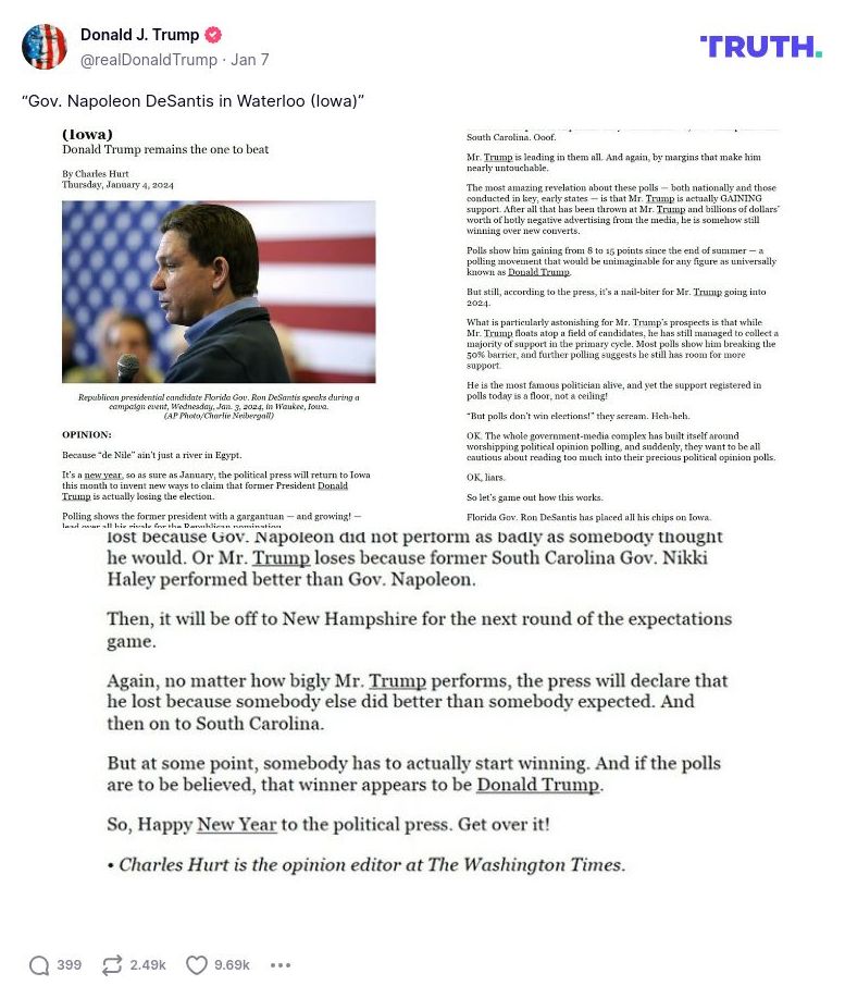 Post image from Donald Trump