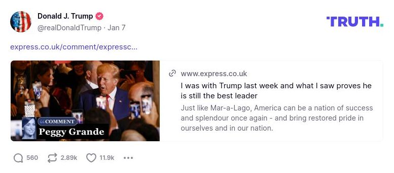 Post image from Donald Trump