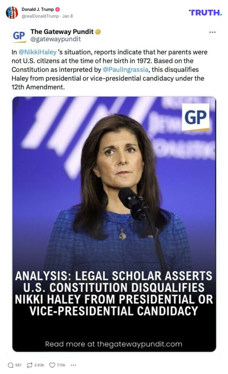 Post image from Donald Trump