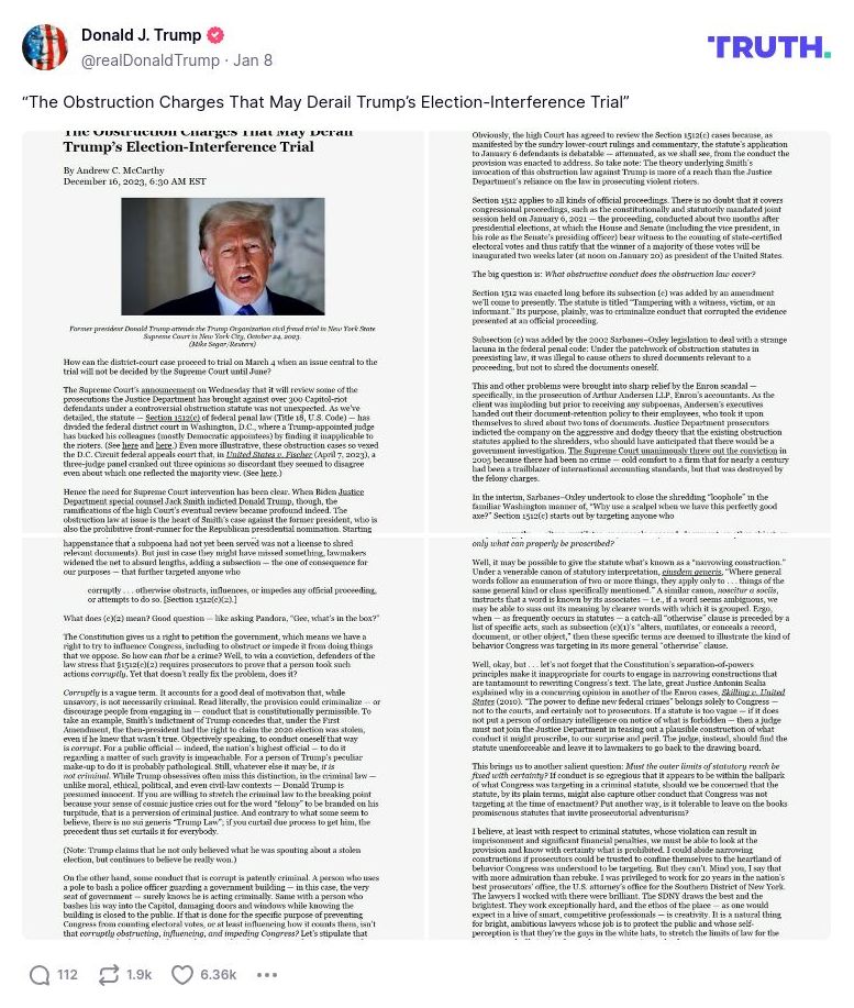 Post image from Donald Trump