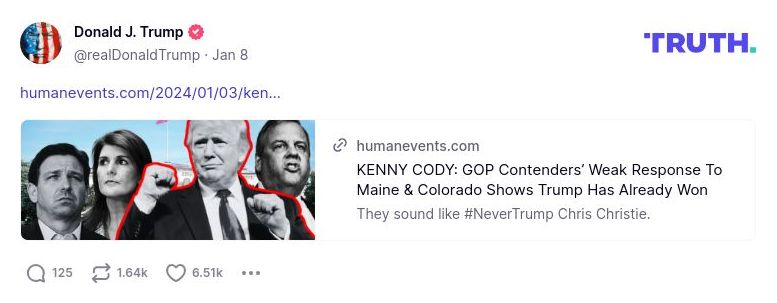 Post image from Donald Trump