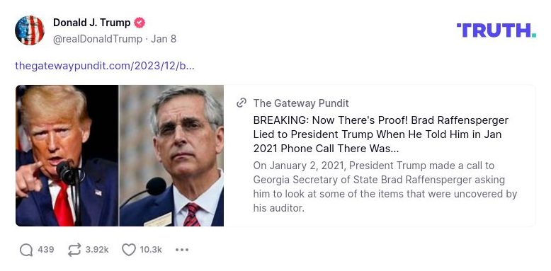 Post image from Donald Trump