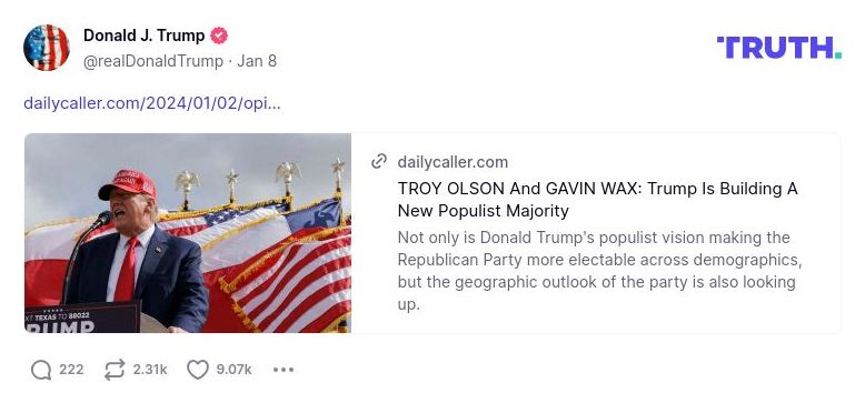 Post image from Donald Trump