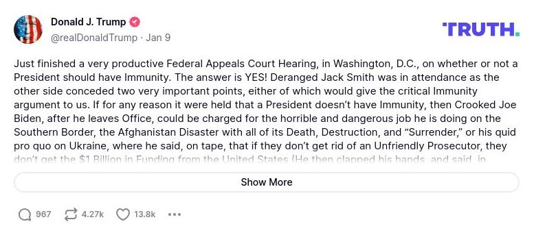 Post preview from Donald Trump