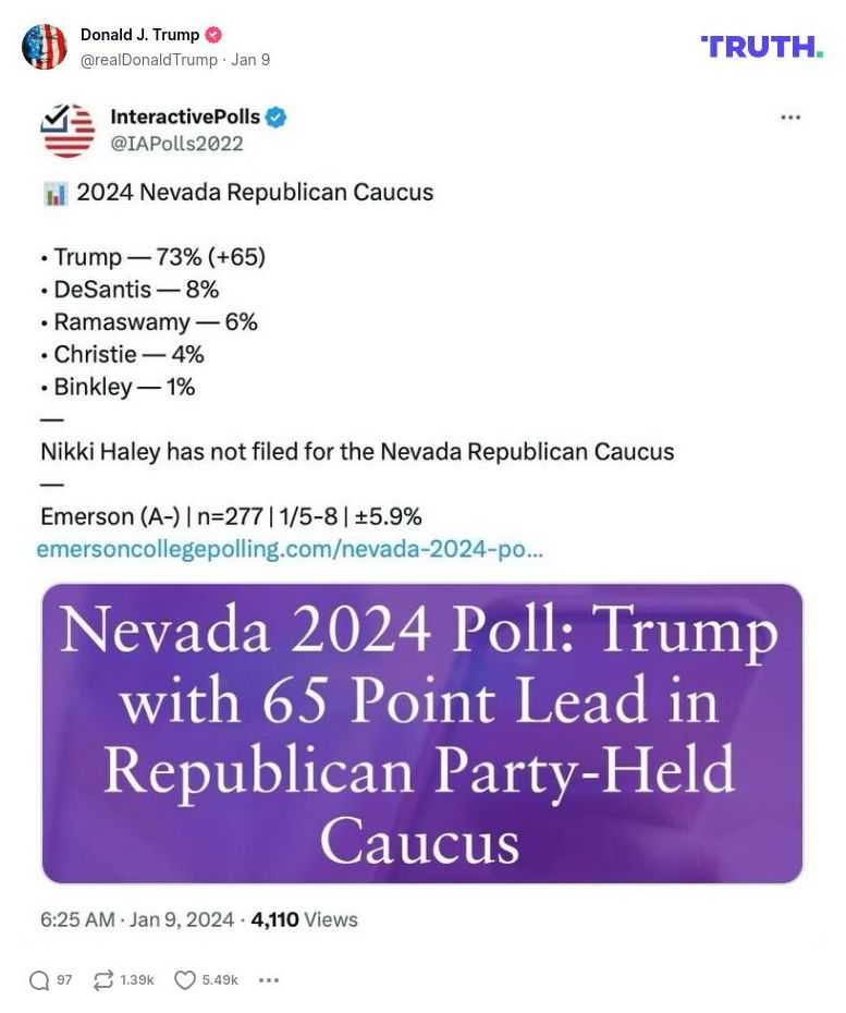 Post image from Donald Trump