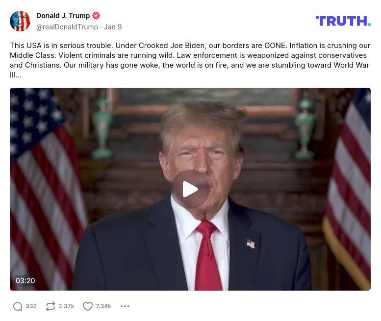 Post preview from Donald Trump