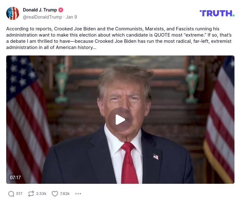 Post image from Donald Trump