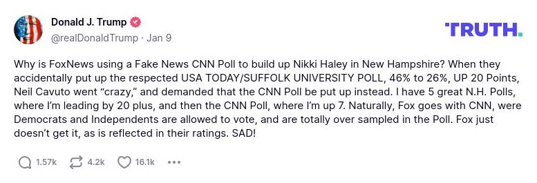 Post preview from Donald Trump