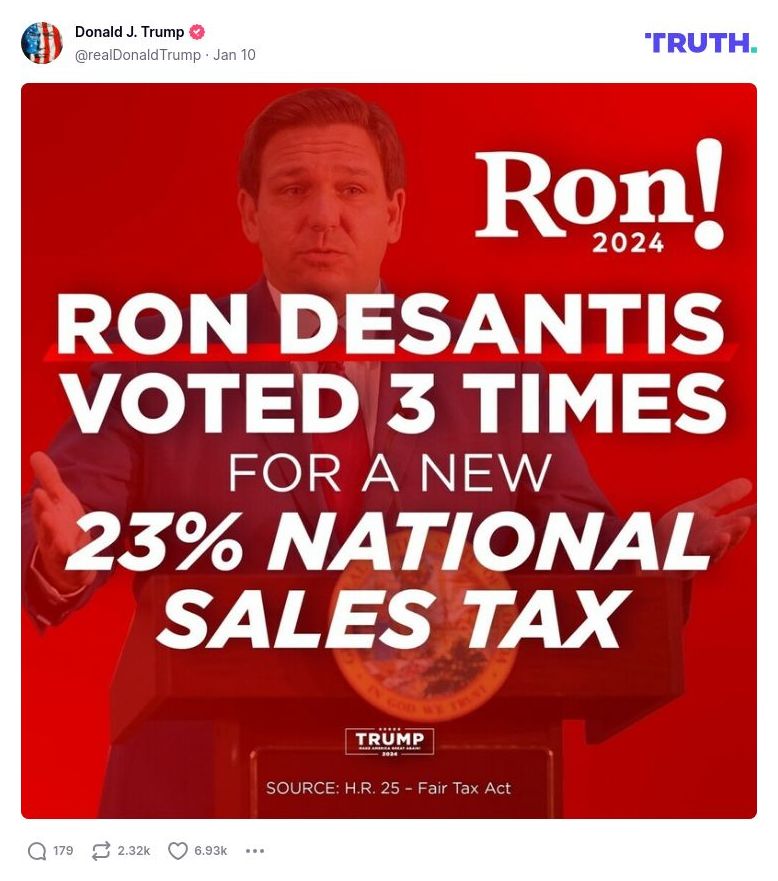 Post image from Donald Trump