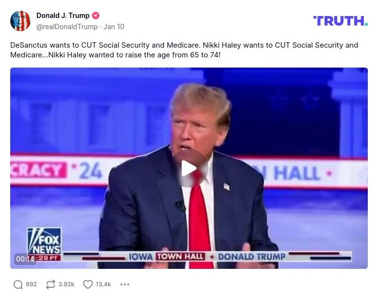 Post image from Donald Trump