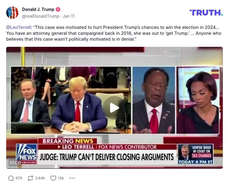 Post image from Donald Trump