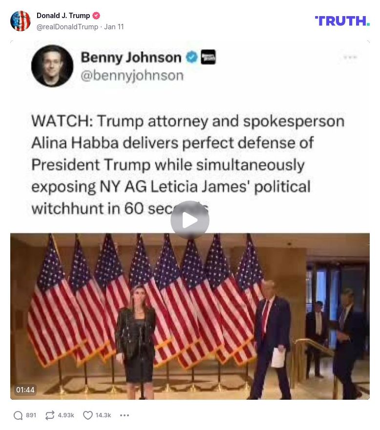 Post image from Donald Trump