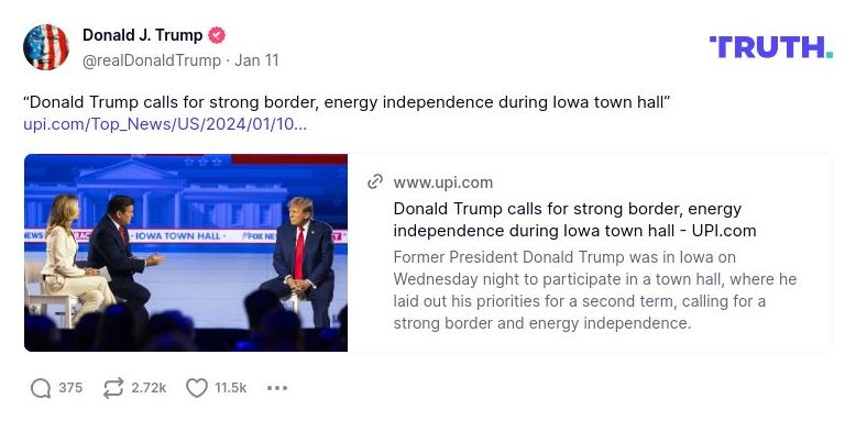 Post image from Donald Trump