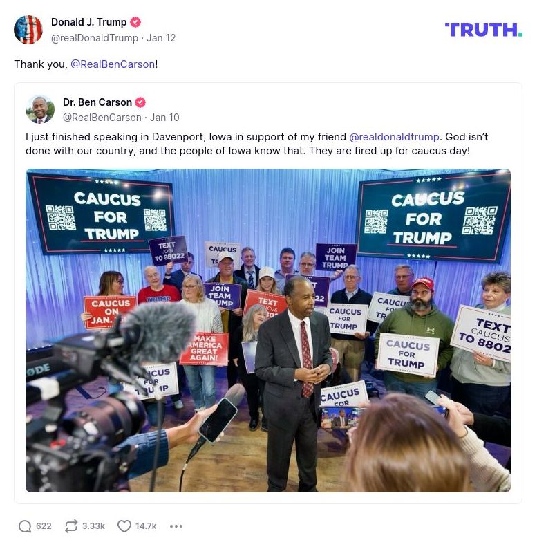 Post image from Donald Trump