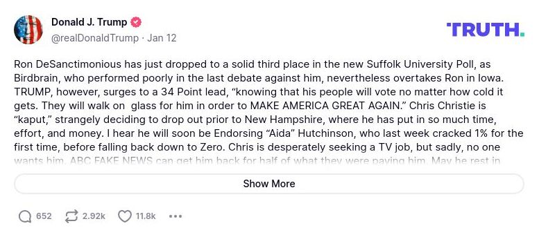 Post image from Donald Trump