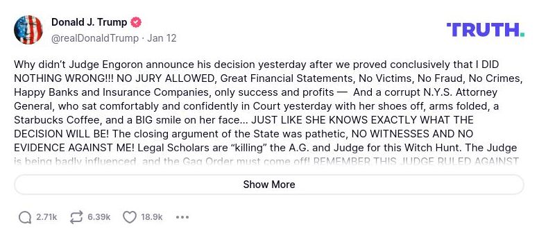 Post image from Donald Trump