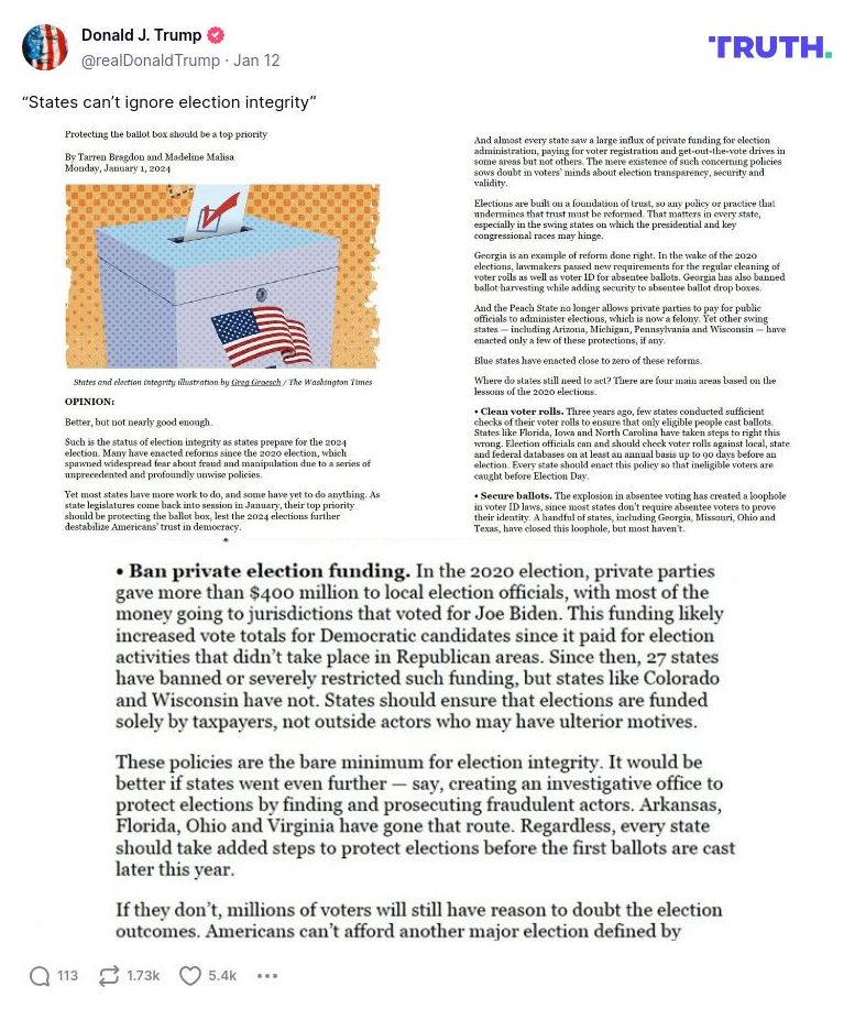 Post image from Donald Trump