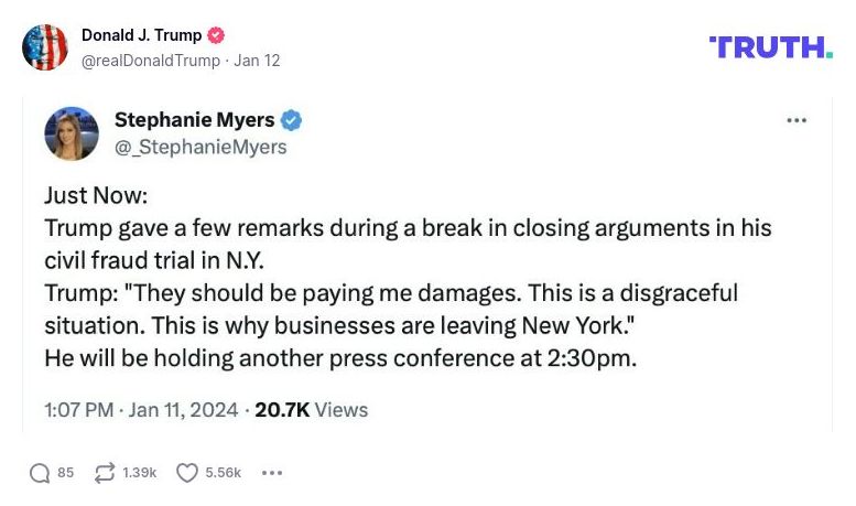 Post image from Donald Trump