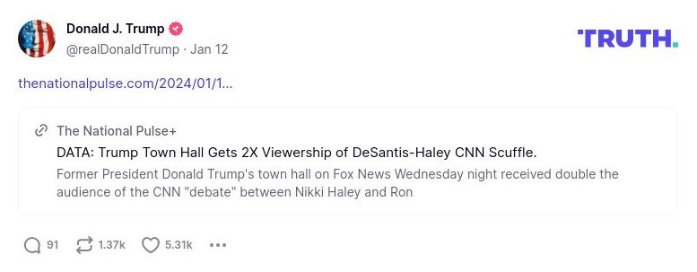 Post preview from Donald Trump