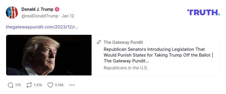 Post image from Donald Trump