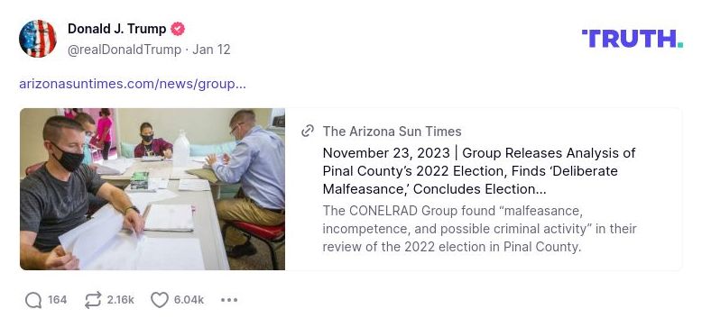 Post image from Donald Trump