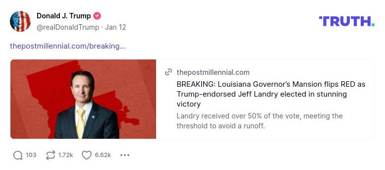 Post image from Donald Trump