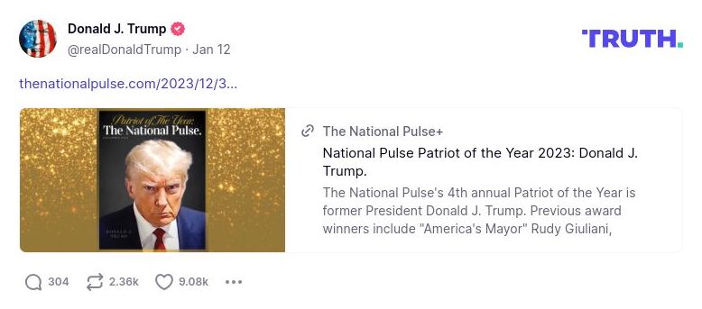 Post image from Donald Trump