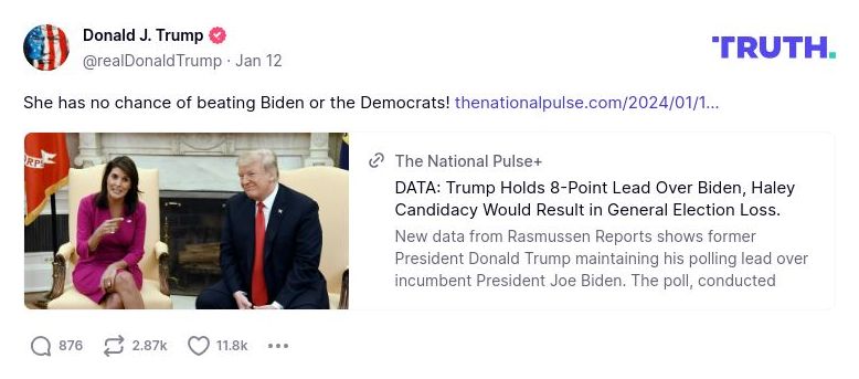 Post image from Donald Trump