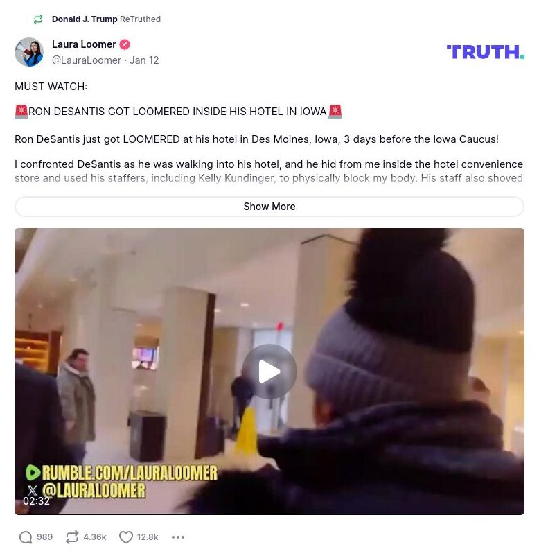 Post image from Donald Trump