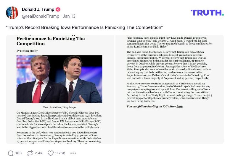 Post image from Donald Trump