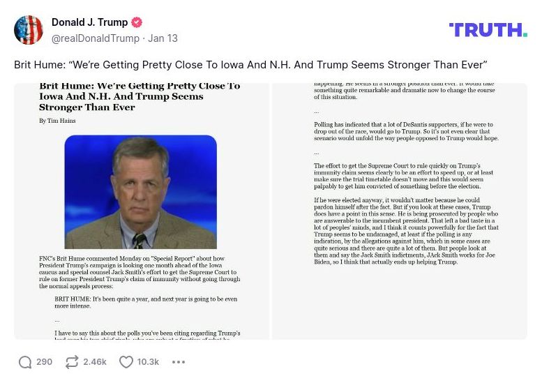 Post image from Donald Trump