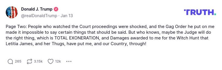 Post image from Donald Trump