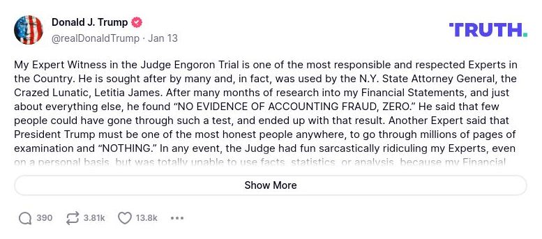 Post image from Donald Trump