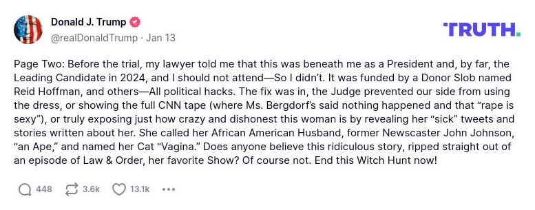 Post preview from Donald Trump