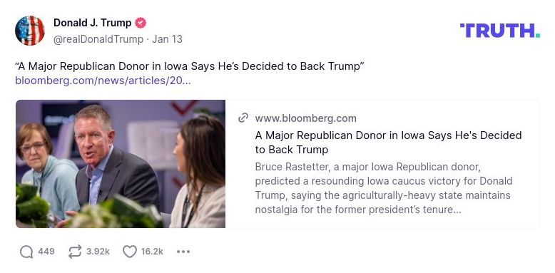 Post image from Donald Trump