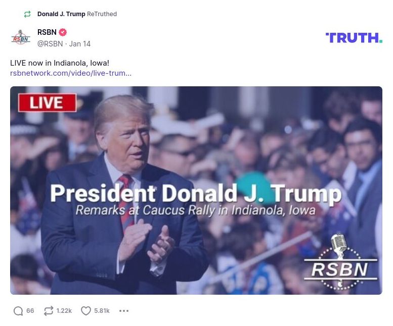 Post image from Donald Trump