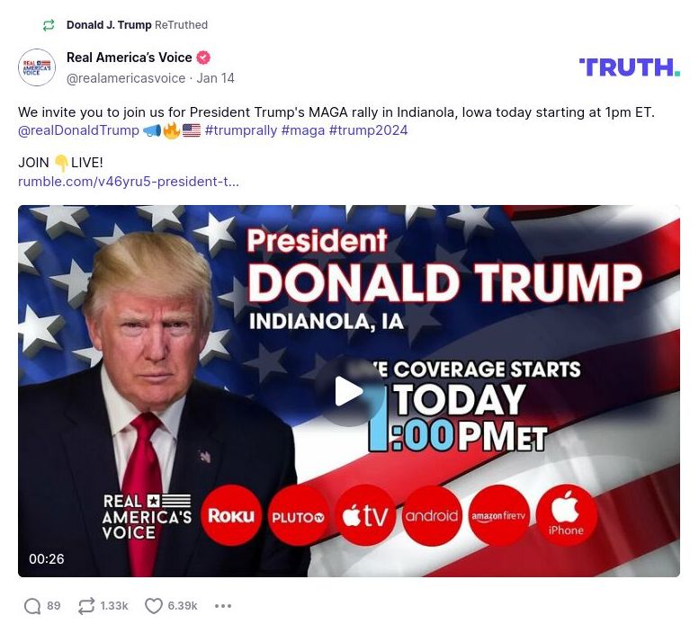 Post image from Donald Trump