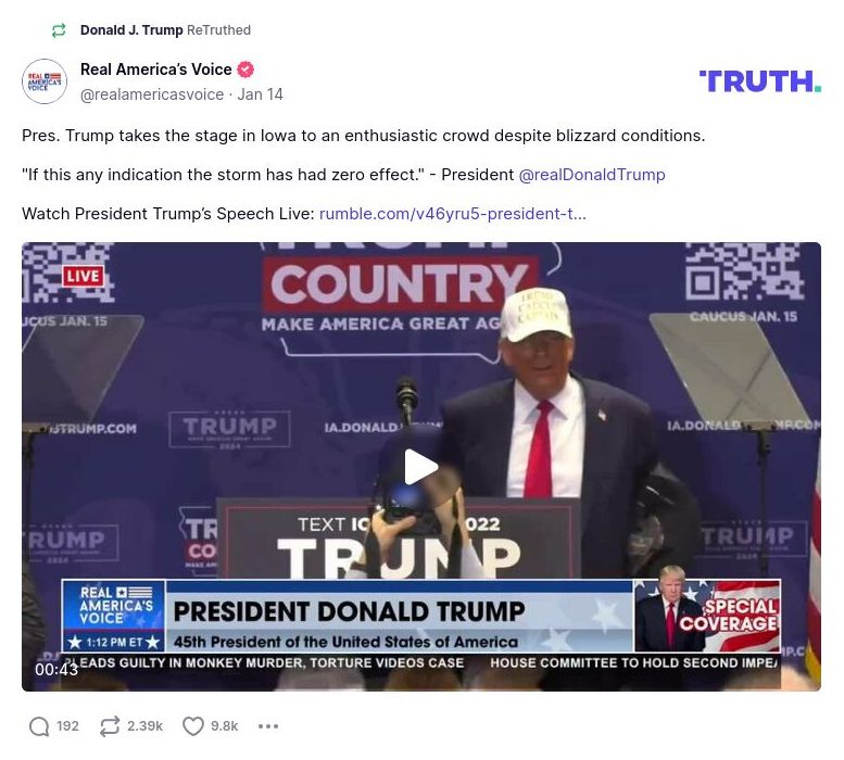 Post image from Donald Trump