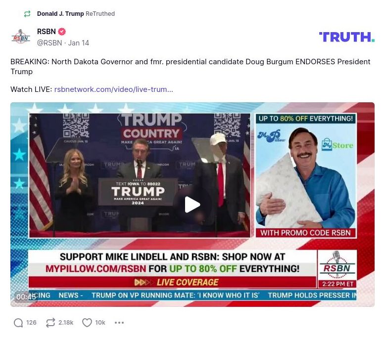 Post image from Donald Trump