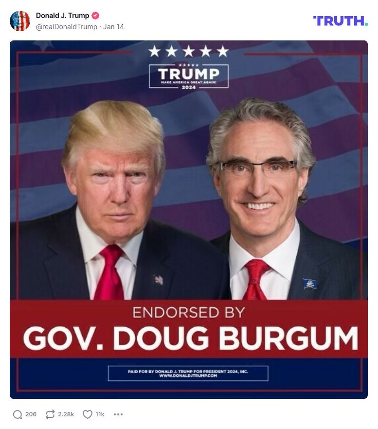 Post image from Donald Trump