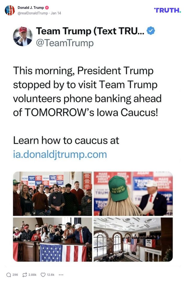 Post image from Donald Trump