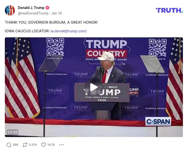 Post image from Donald Trump