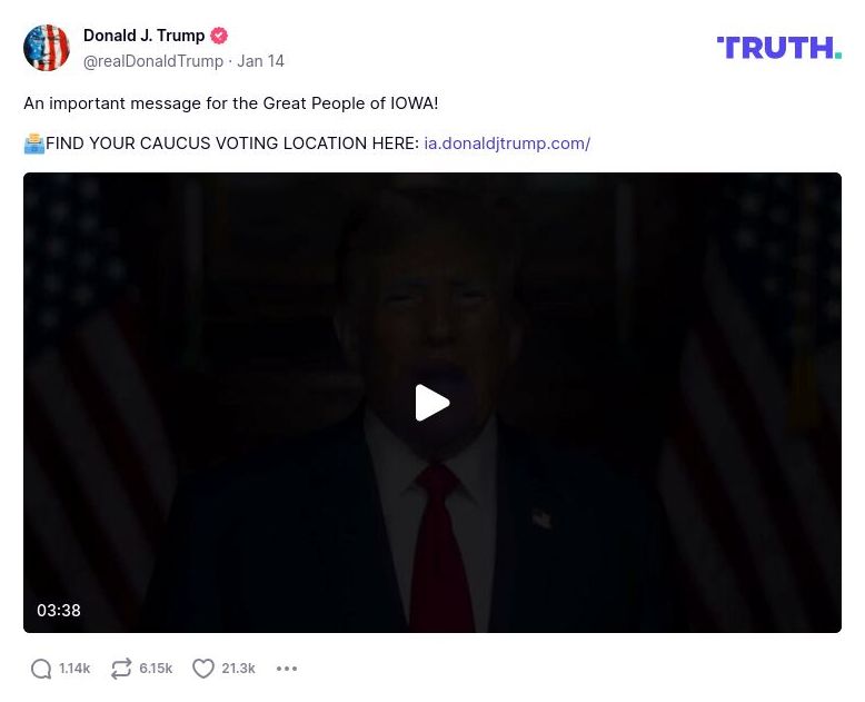 Post image from Donald Trump