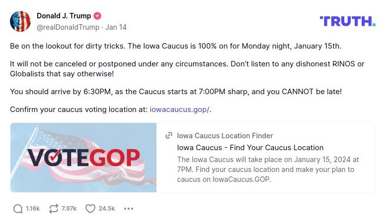 Post image from Donald Trump