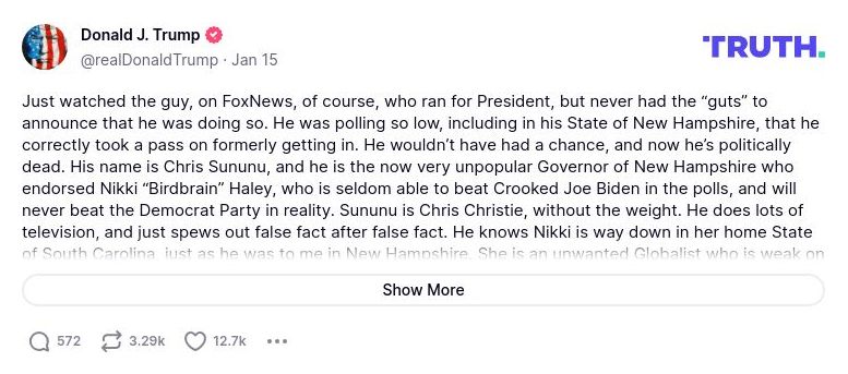 Post image from Donald Trump